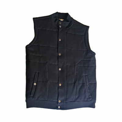 Calvin Klein Men's Black Snap-Front Vest M Stand-Up Collar Pockets Mid-Length
