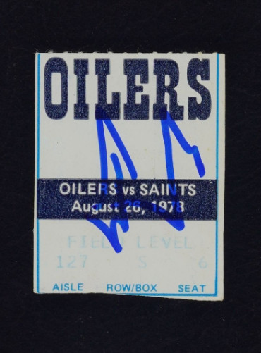 1978 Aug 26 Earl Campbell Signed Football Ticket Certified PSA/DNA Auto 10 Oiler view 2