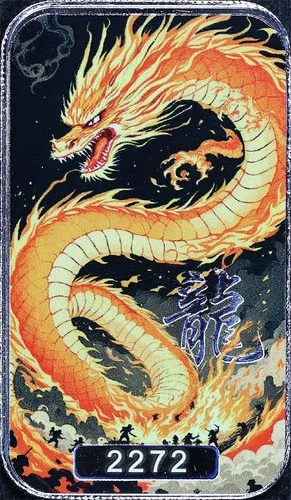 New Listing2025 Scottsdale Mint Huǒyàn Dragon 1 oz .999 Fine Silver Colorized Art Bar 2272