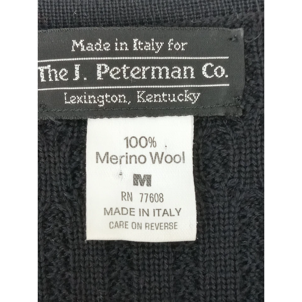 Vestido Suéter J Peterman Para Mujer Talla M Negro Lana Merino Tejido con Cable Midi Gótico Foto 3 de 4