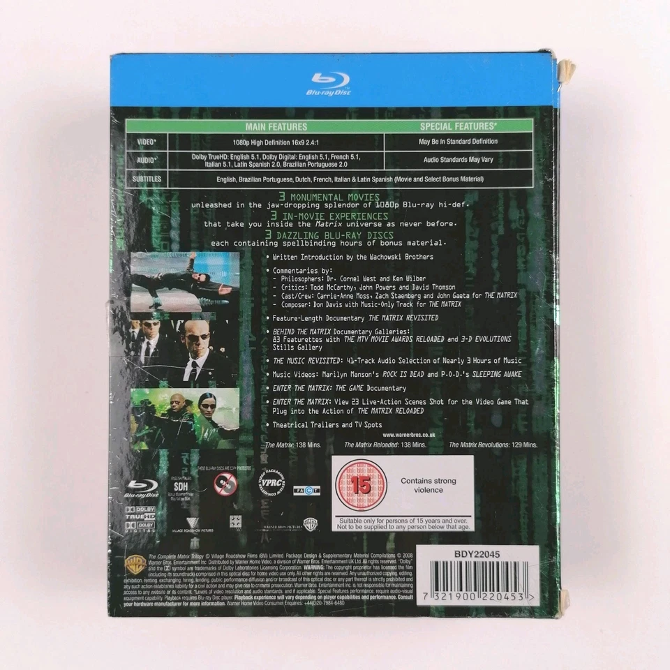 The Matrix The Complete Trilogy Blu-Ray Box Set (2008) Keanu Reeves - Image 2 of 4
