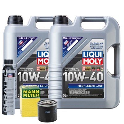 Motoröl 10W40 LIQUI MOLY Mos2 Leichtlauf 10L +MANN Ölfilter +Cera Tec