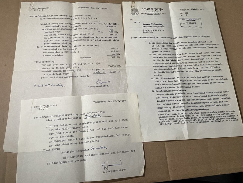 German Civil Servant Document Collection – Tegernsee/Miesbach 1927–1958