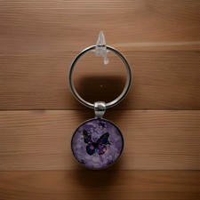 Butterfly Purple Pink Keychain Key Ring Purse Handbag Backpack Bag Car Charm