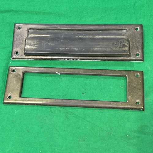 Vintage Solid Brass Mail Slot with Spring Closer, 10 x 3 inches