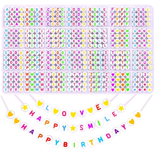 DTYDECLE 1400pcs Colorful Letter Beads Kits, A to Z Acrylic Round Spacer