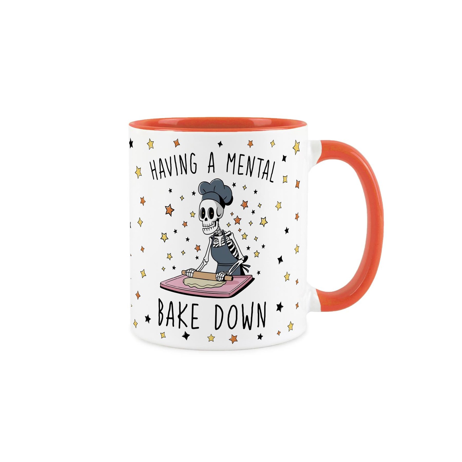 Mental Bake Down Mug - Novelty Orange Ceramic Tea/Coffee Cup Gifts for Bakers