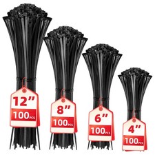 Cable Zip Ties,400 Pack Black Assorted Sizes 4 6 8 12-Inch 400PCS Set ,