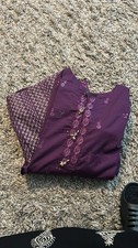 Ladies Cotton Shalwar Kameez Pakistani Indian Suit Purple In Large