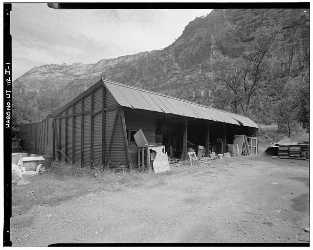 1. Northwest front northeast side elevations, view south - Zion Lodge-Birch