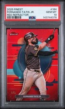 FERNANDO TATIS JR. 2025 TOPPS FINEST RED REFRACTOR CARD #4/5 PSA GEM MT 10