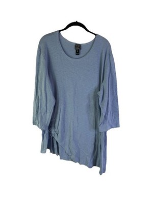 Clara Sun Woo Shirt Top Womens 3XL Asymmetrical Hem Flowy Gauzy Tunic Lagenlook