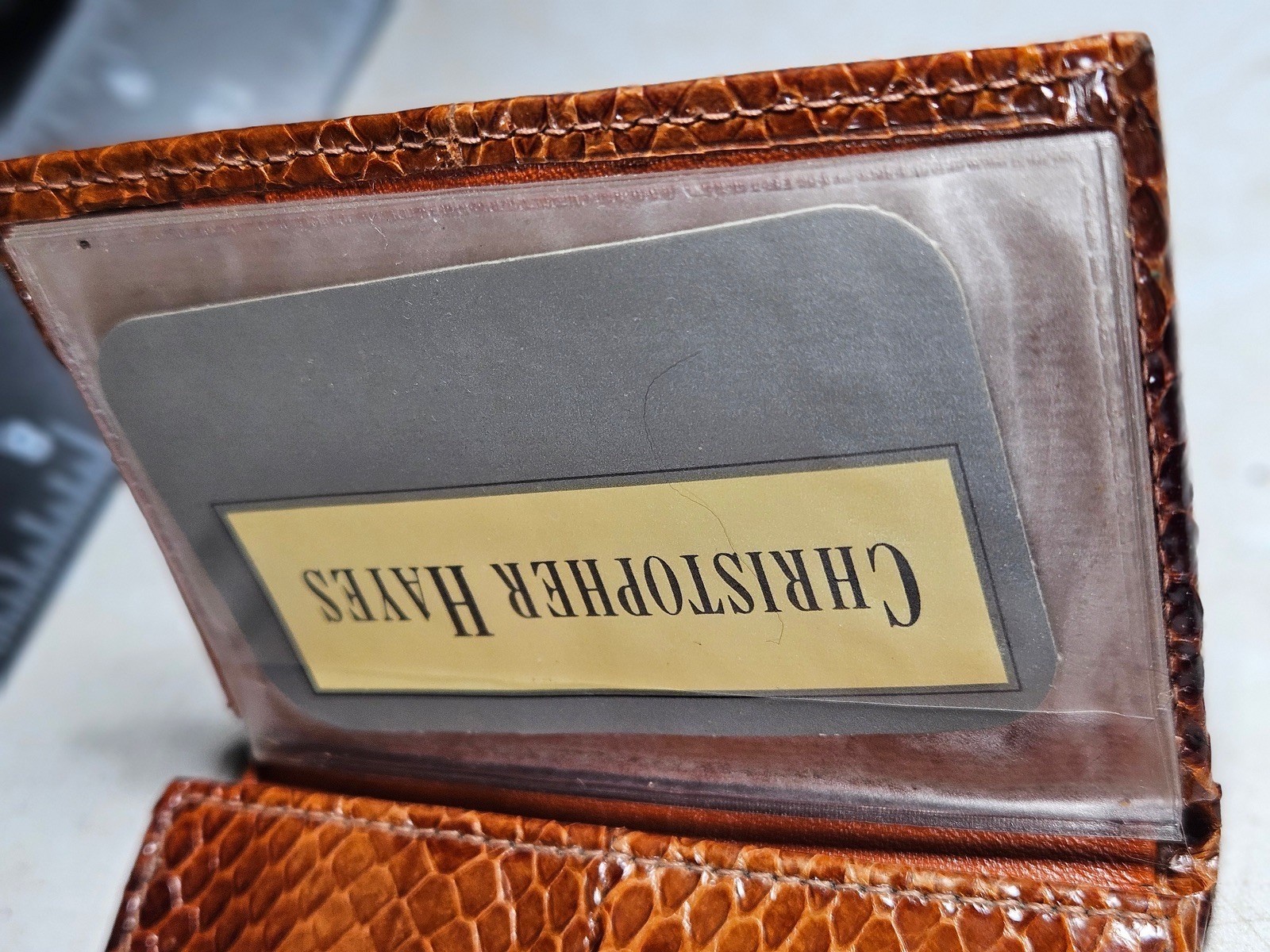 Vintage Python Snakeskin Trifold Wallet Brown Gen… - image 6