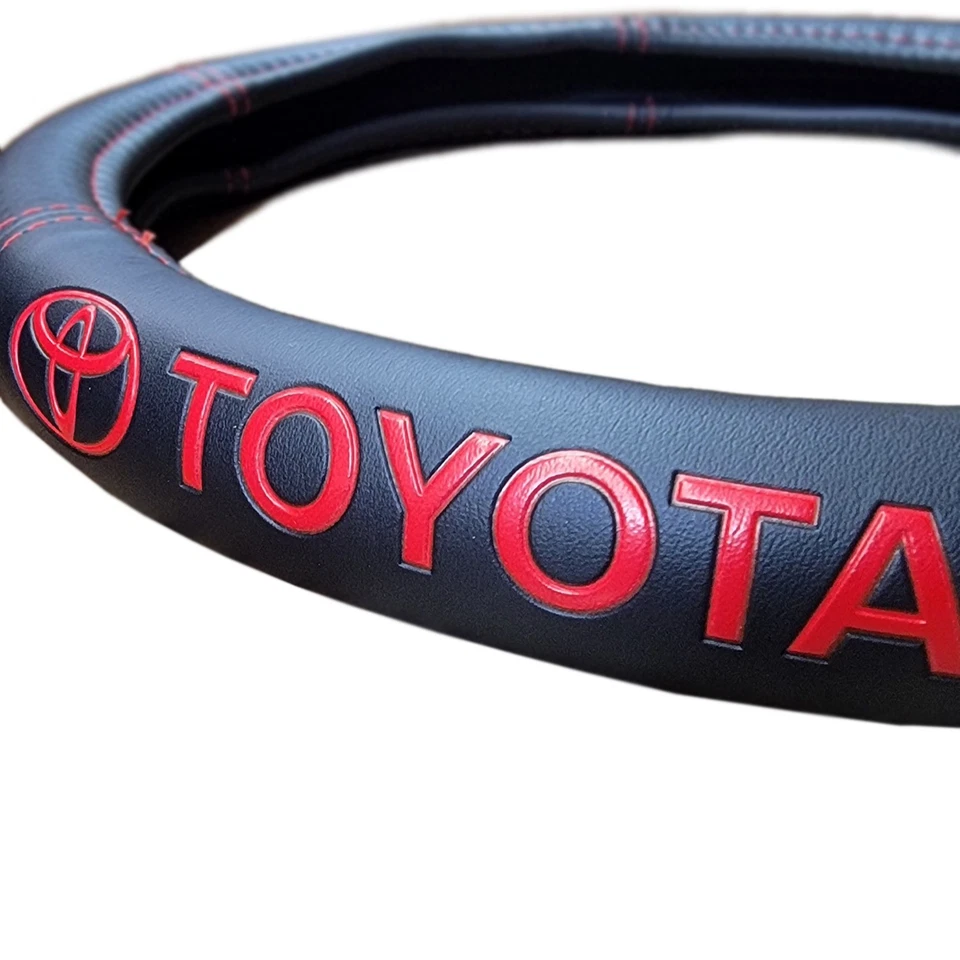 For Toyota Car Truck Steering Wheel Cover Premium Faux Leather 14.5"-15" Set - Image 4 of 4