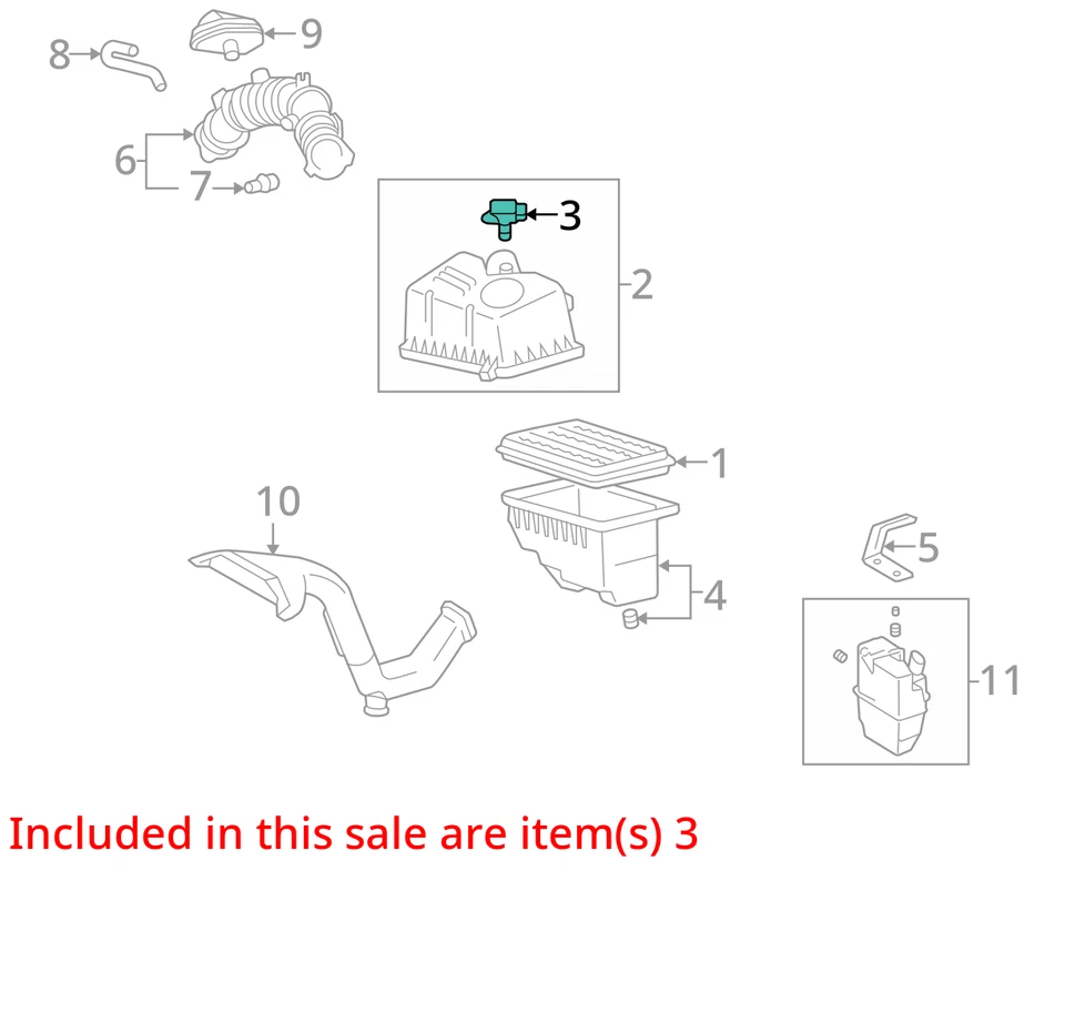 Sensor medidor de flujo de aire másico Toyota 4Runner 1999-2002 MAF 22204-21010 OEM Foto 3 de 4