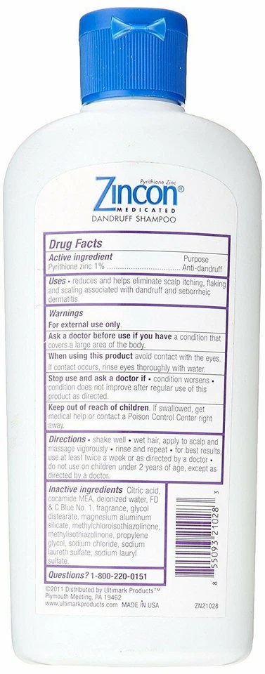 Zincon Pyrithione Zinc Medicated Dandruff Shampoo Pleasant Fragrance 8 Ounces - Image 2 of 3