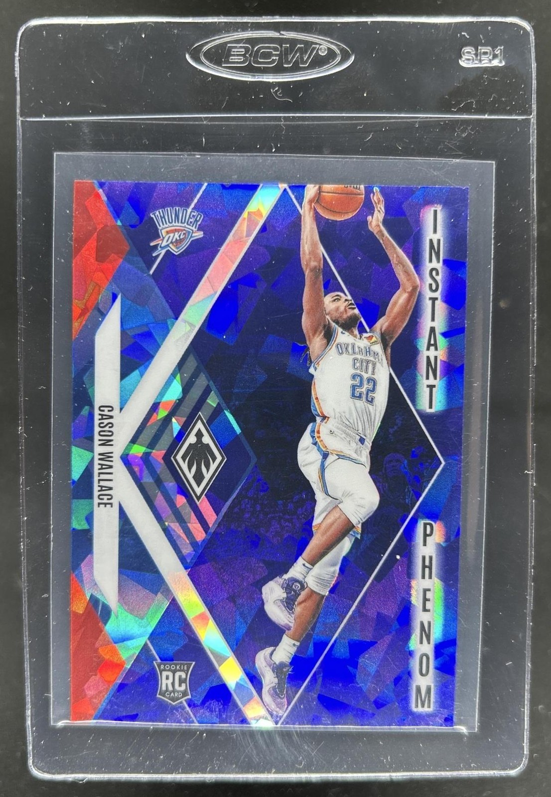 2023-24 Panini Phoenix Cason Wallace Instant Phenom RC Blue Ice #7 Thunder