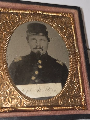 1860s IDd Civil War OFFICER Cased Tintype Captain Walters