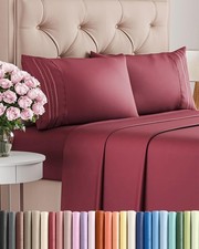 Queen Size 4 Piece Sheet Set Comfy Breathable Cooling Bed Sheets Set Hote...