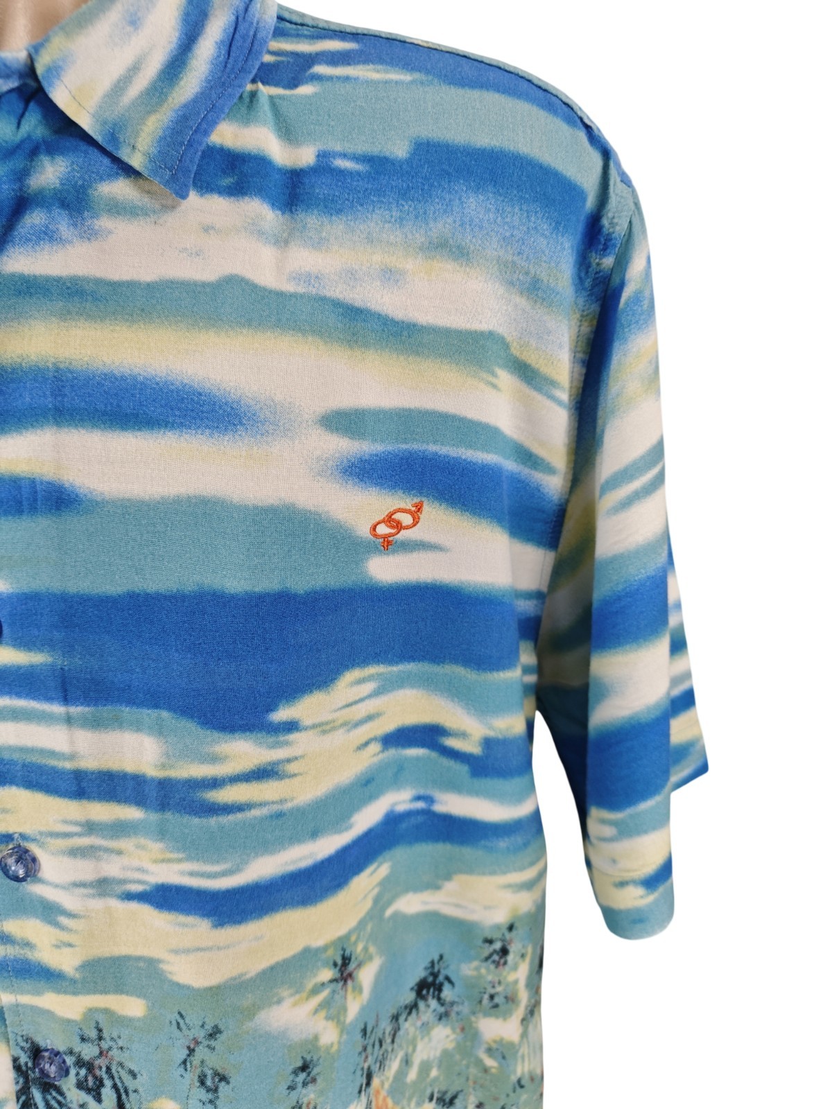 Golden Breed Vintage Aloha Hawaiian Shirt Men's Size L Surfing Beach Rayon Y2K image 2