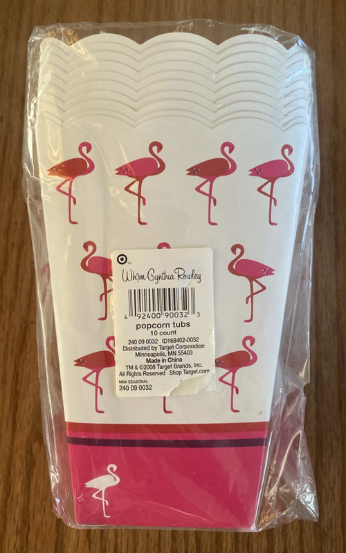 Cynthia Rowley Flamingo cardboard popcorn tubs, 10, NIB, movie party