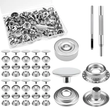 120 Pcs (30 Sets) Leather Snap Fasteners with 3 Setter Tools, 15Mm Stainless Ste
