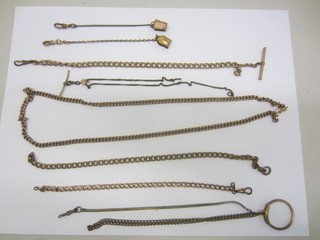 #16 Lot of 9 Vintage Gold Plated Pocket Watch Fob Chain For Parts or Repair