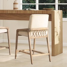 Jennifer Taylor Home Arizona 25.5" Solid Ash Wood Counter Stool Rope Crème