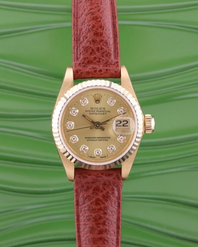 1983 Rolex 6917 Gold DateJust 26mm 18K Gold Watch Factory Diamond Dial