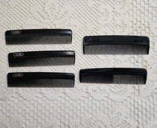 Lot Of 5 Vintage Ace Hard Rubber Pocket Comb Barber Black USA Made