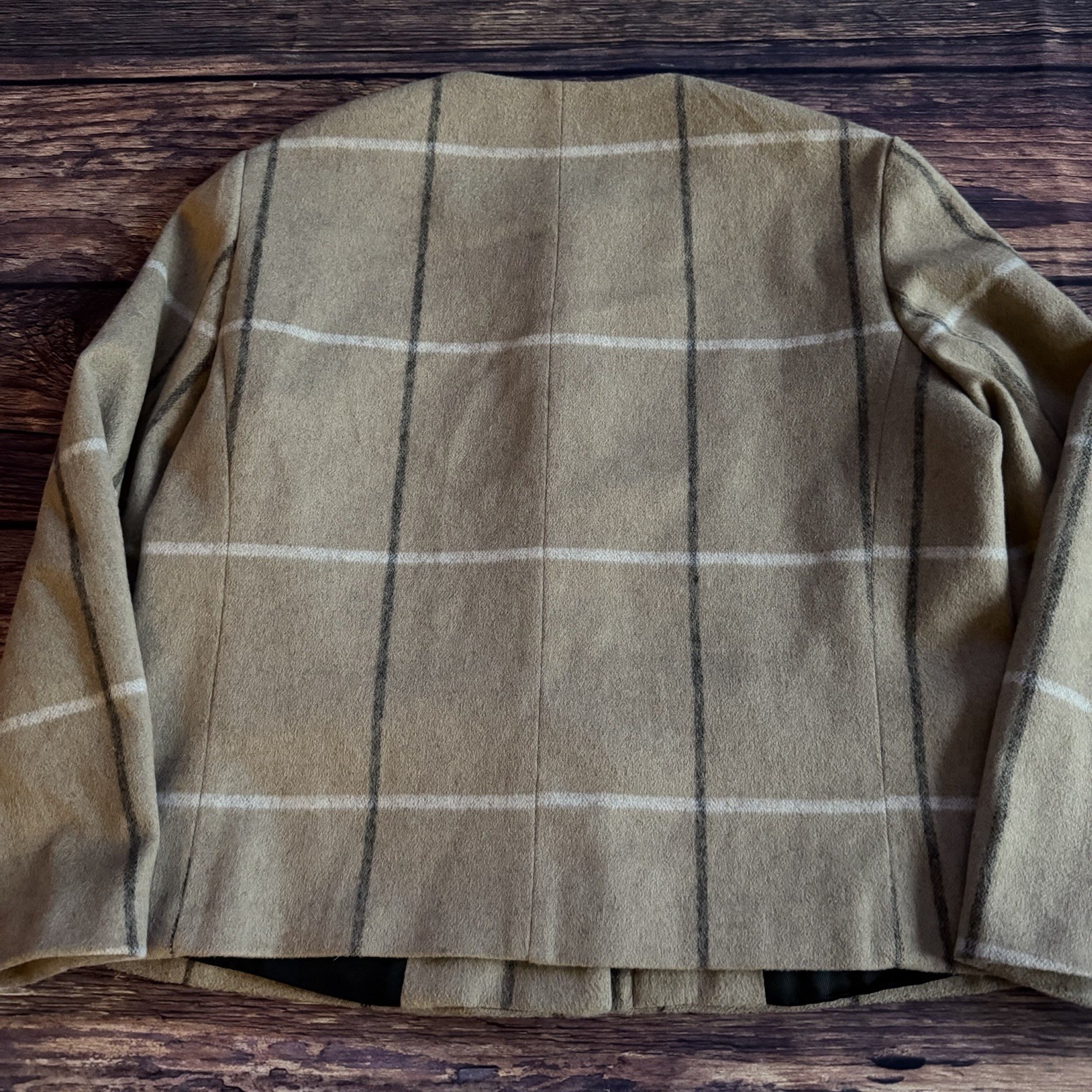 Zara Basic Beige Striped Snap Button up Wool Blen… - image 12