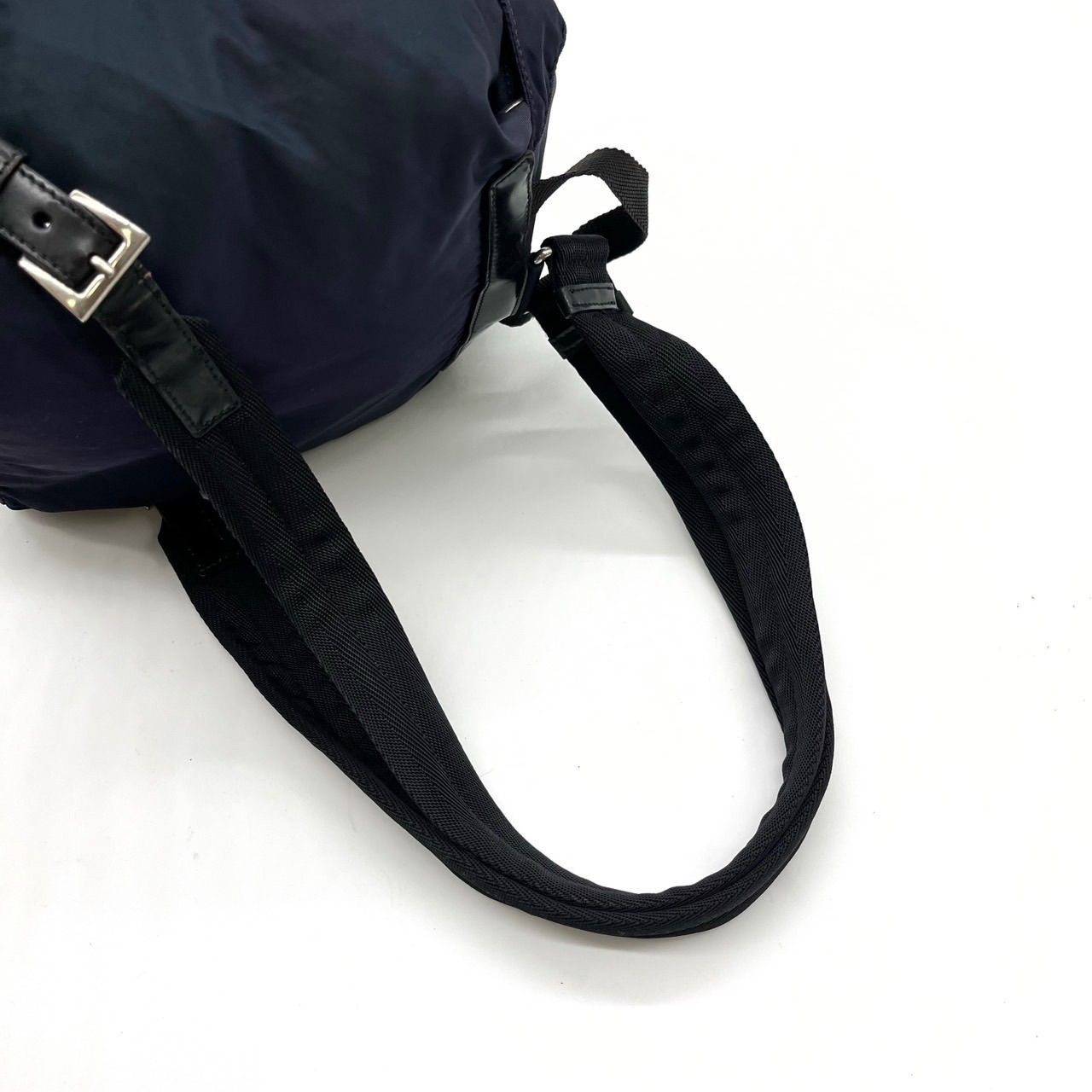 PRADA Triangular Plate Backpack Nylon Leather Nav… - image 7