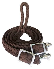 Roping Knotted Horse Tack Western Barrel Reins Rein Nylon Braided Brown 60728