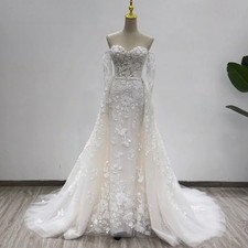 Newest Wedding Dress Mermaid 2in1 Sweetheart Neckline With Deta Customized Bride