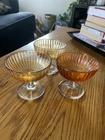Set of 3 Marigold Carnival Glass Sorbet/Dessert Bowls