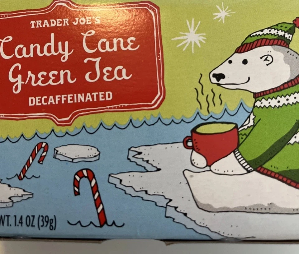 *NUEVO* BASTÓN DE CARAMELO TRADER JOE'S 🎅 TÉ VERDE descafeinado (20) BOLSAS DE TÉ CADUCIDAD 26/07 Foto 2 de 4