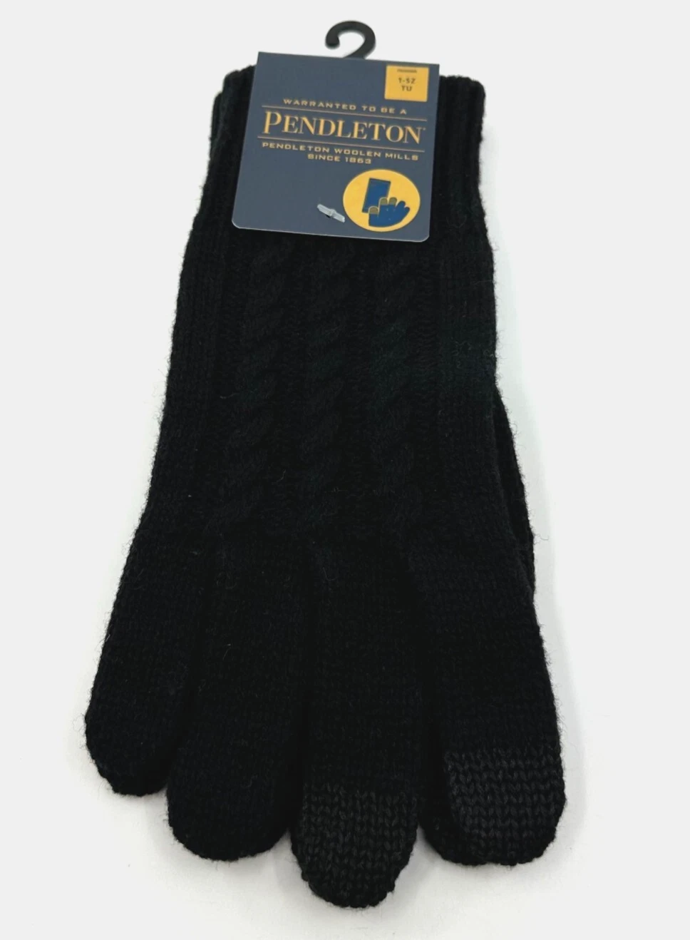 Pendleton Cable Texting Glove Wool Blend Knit Womens OS Black NWT
