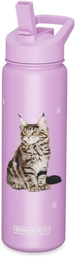 Бутылка для воды E-S Pets из нержавеющей стали, 24 унции, непроливайка (Мейн-кун)