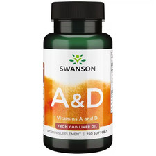 Vitamins A (1500 mcg) and D (10 mcg) 250 Softgels Swanson Health Products