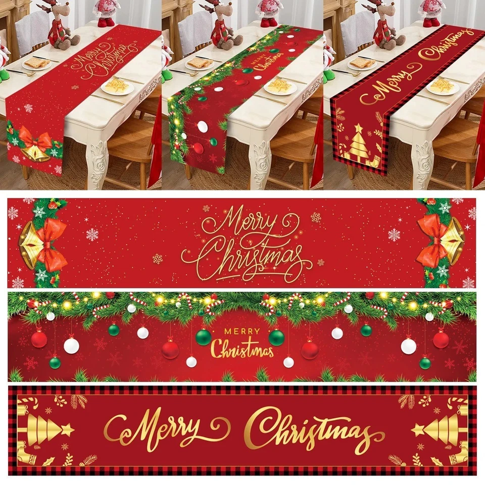 Christmas Table Runner Merry Christmas Decorations For Home Tablecloth Navidad - image 2 of 4