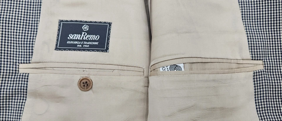 San Remo Para Hombres 48L - Beige Cuadros 100% Lana Virgen Blazer Traje Chaqueta Abrigo Deportivo Foto 3 de 4
