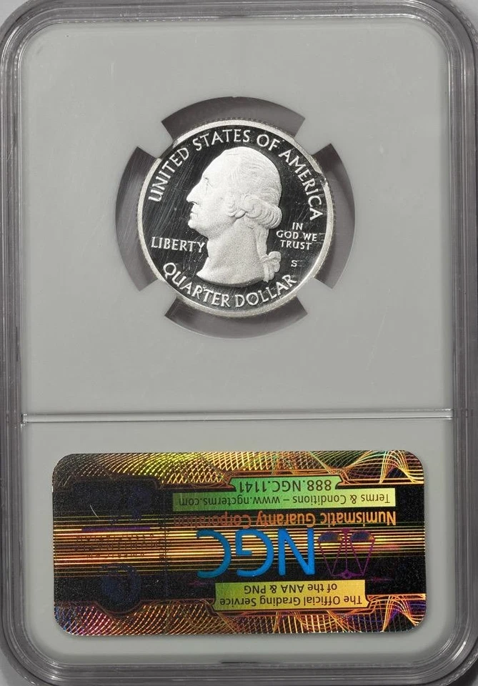 2014S NGC PF69 Curved Clip Great Smoky Mountains Silver Proof Quarter Mint Error - Image 4 of 4