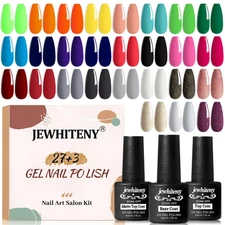 30Pcs Gel Nail Polish Kit with 27 Colors + Matte Top Coat, Base Coat and Top Coa