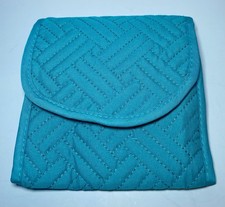 Teal Quilted Travel Jewelry Organizer Bag   Compact Folding Case