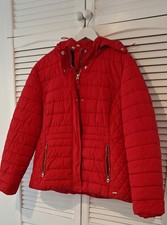 Joules Quilted Padded mid length  Jacket Coat 18 Pockets Red warm zip up