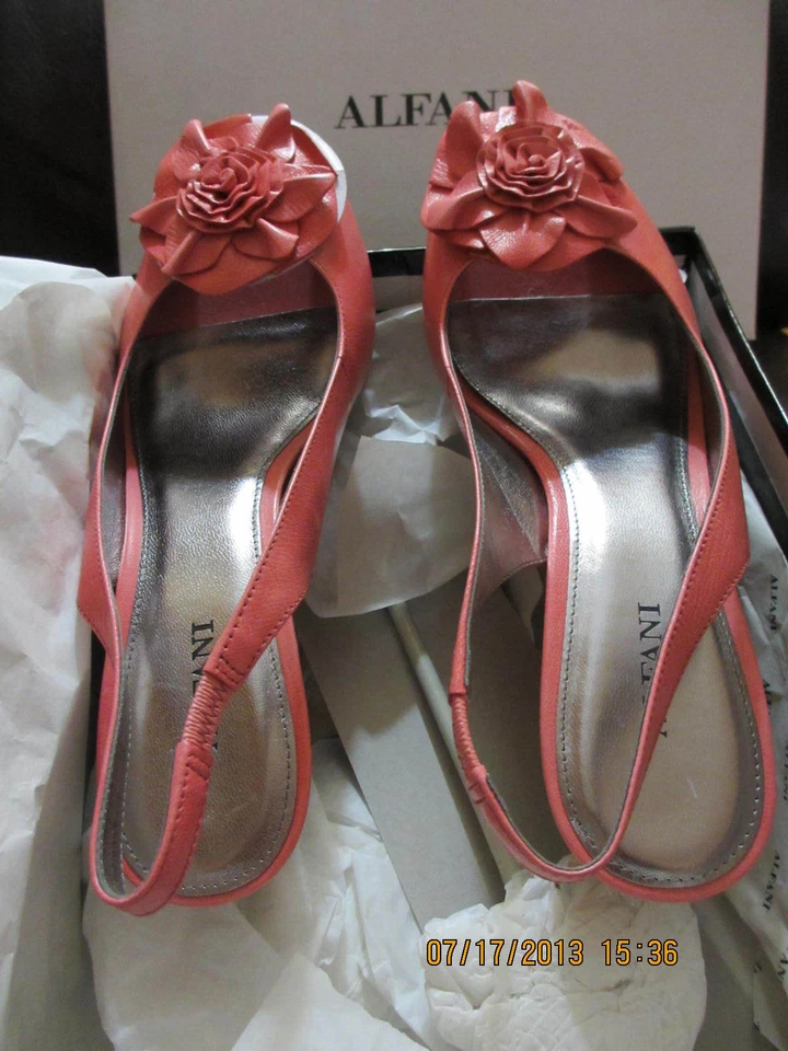 Nuevo en caja Sandalia de cuña Alfani Dahliacor de cuero coral con plataforma Peep-Toe 7,5 Foto 3 de 4