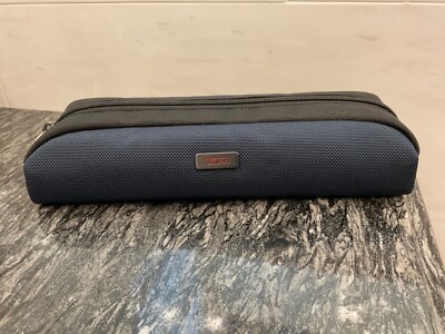 NEW - TUMI Zippered Ballistic Nylon Pencil Case - Cord Pouch NAVY BLUE & BLACK