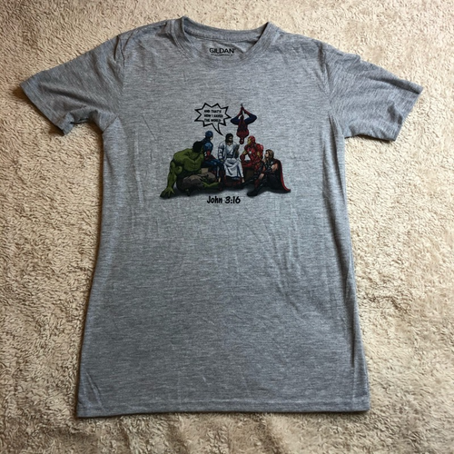 T-Shirt Gray Heathered Crew Neck Tee S 