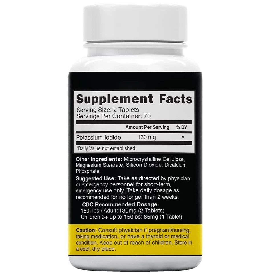 Potassium + Iodide Tablets Radiation 130 mg (2 Pack) - (280 Tablets) EXP 2033 - Image 4 of 4