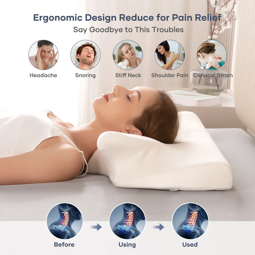Cervical Memory Foam Pillow for Side Back & Stomach Sleepers CertiPUR-US